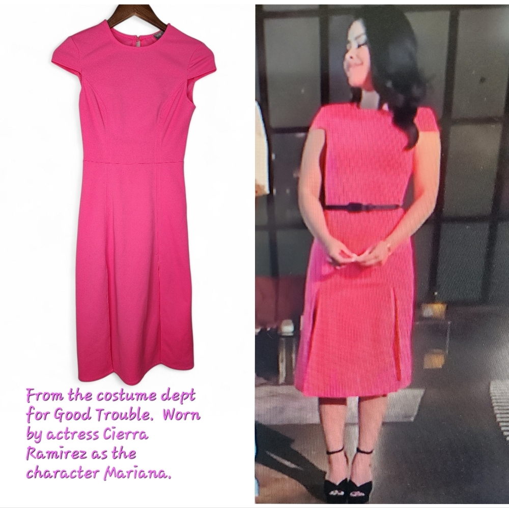 ASOS High Split Skater Midi Dress In Pink Size 0
